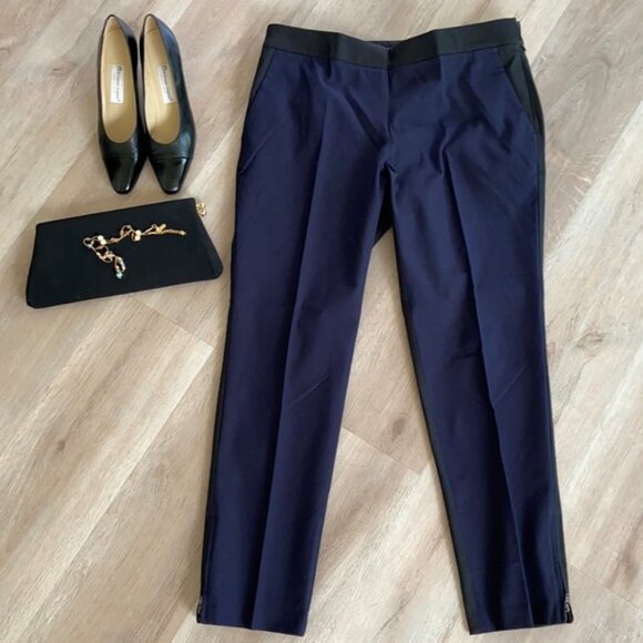 Eileen Fisher Pants - EILEEN FISHER Black Blue Slim Ankle Pants SIZE Large NWT $158 Organic Cotton
